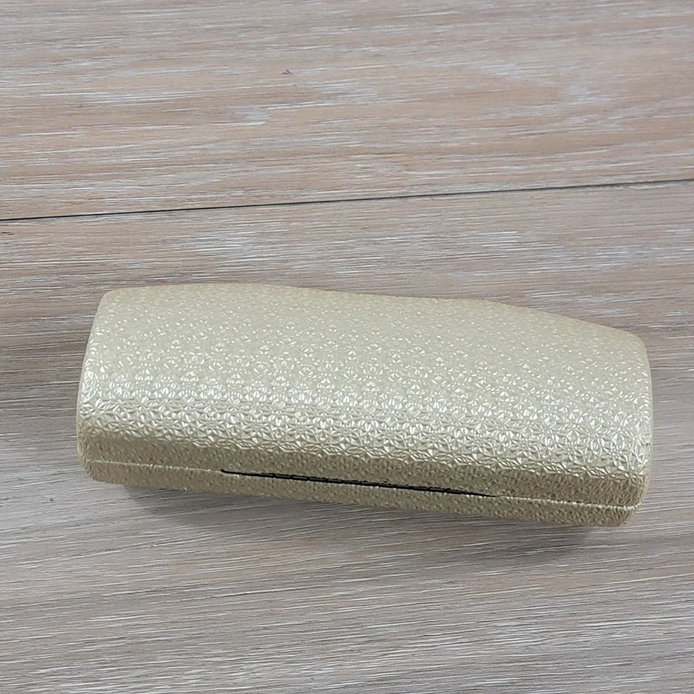 Helium Paris Champagne Gold Embossed Hardshell Eyeglass Case Metallic Floral
